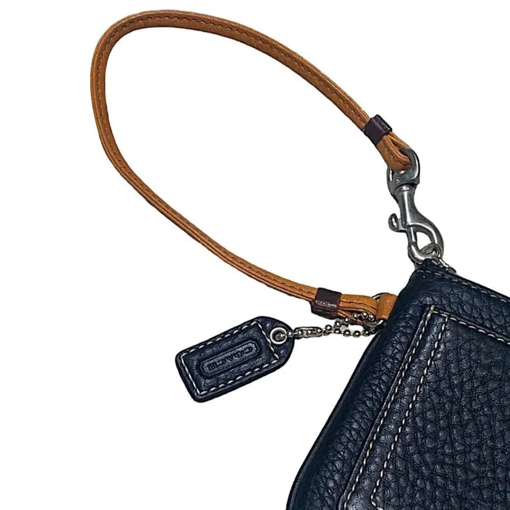 COACH Black Leather Zip Close Wristlet Wallet